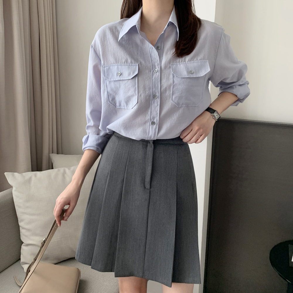 하이웨스트 핀턱 플리츠 치마 A라인 여성 주름치마 테니스 플레어 스커트 가을 미니 스커트 - 상세 이미지 2