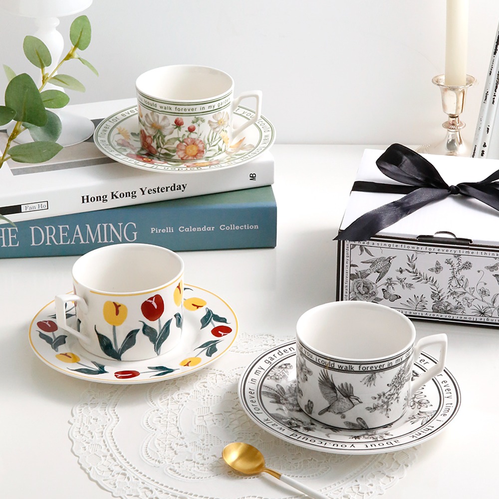 클래식 세라믹 커피잔 소서 세트 찻잔