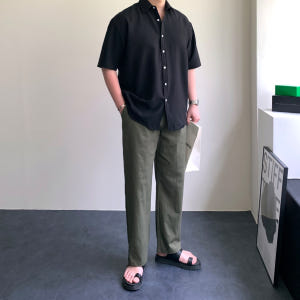 1+1 여름 남자 반팔 셔츠 남방 빅 사이즈 오버핏 링클프리 구김없는 와... 착용 후기 | 사이즈/핏 총정리 - 상품 이미지 4
