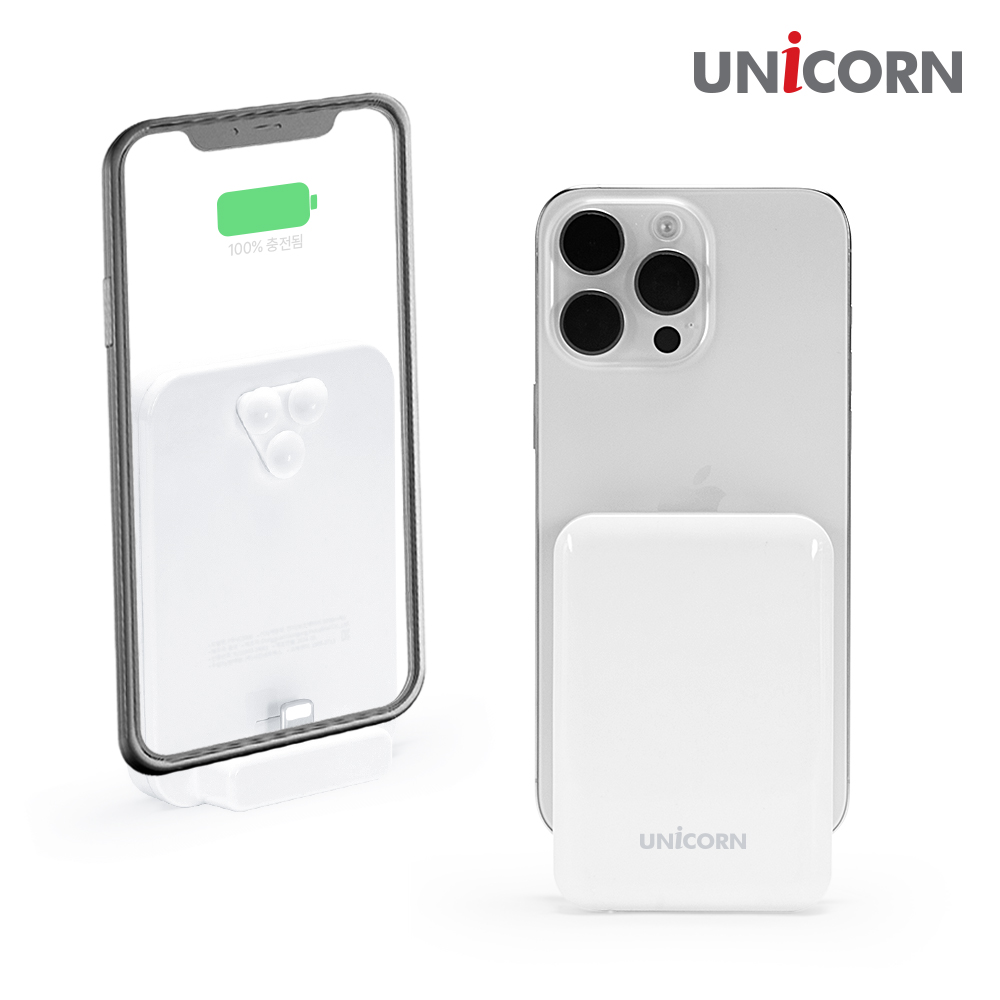 유니콘 일체형 도킹형 미니 보조배터리 5000mAh 흡착식 PB-VC5000 - 상품 이미지