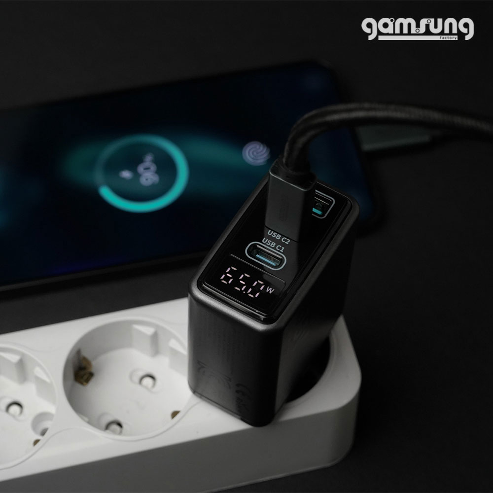 65W GaN PI사 칩 초고속충전기 PD C타입 3포트 디스플레이 노트북 아이폰 감성공장 이미지 7