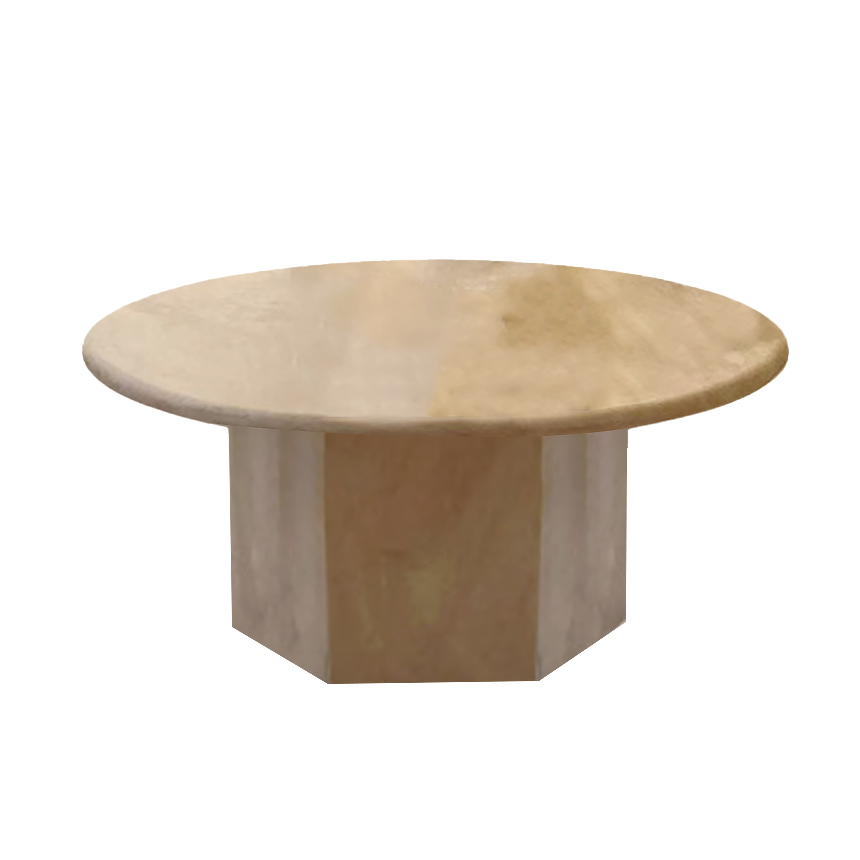 내추럴 트라버틴 스톤 대리석 라운드 커피 티테이블