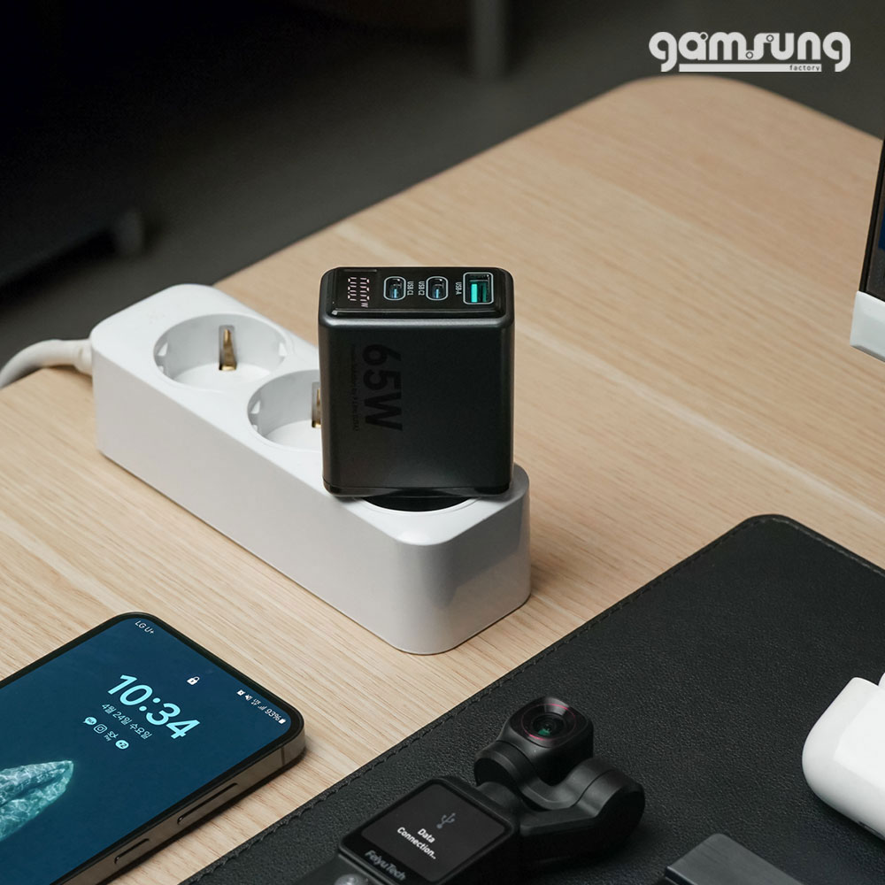 65W GaN PI사 칩 초고속충전기 PD C타입 3포트 디스플레이 노트북 아이폰 감성공장 이미지 6