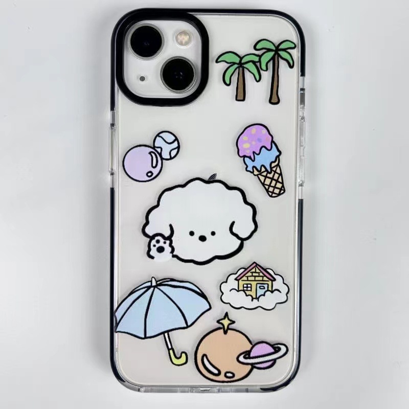 구름 강아지 카툰캐릭터 우정 커플 케이스 iPhone15 휴대폰 케이스 14 투명 xr/xsmax 13 애플 14promax 8p 호환 - 상세 이미지 2