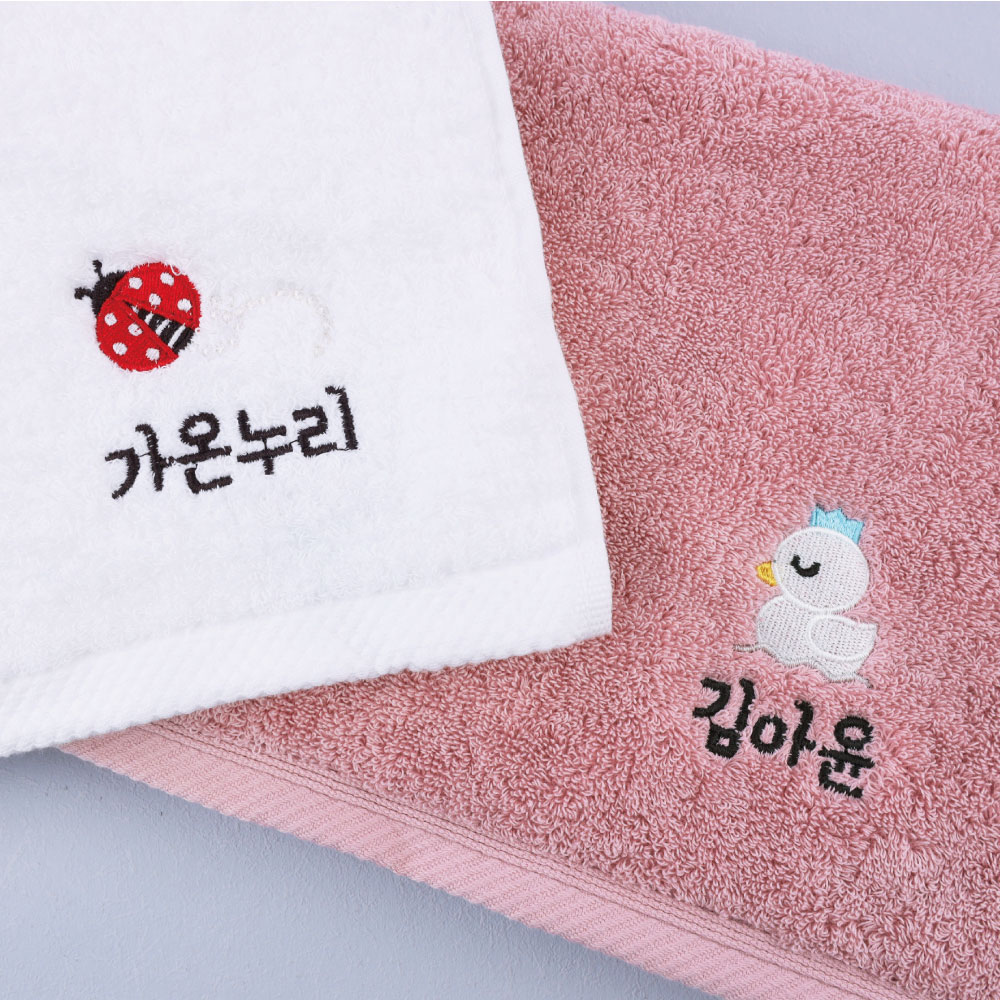 [주문제작]세면타월 송월 숲속이야기 01 무당벌레 180g White - 상품 이미지