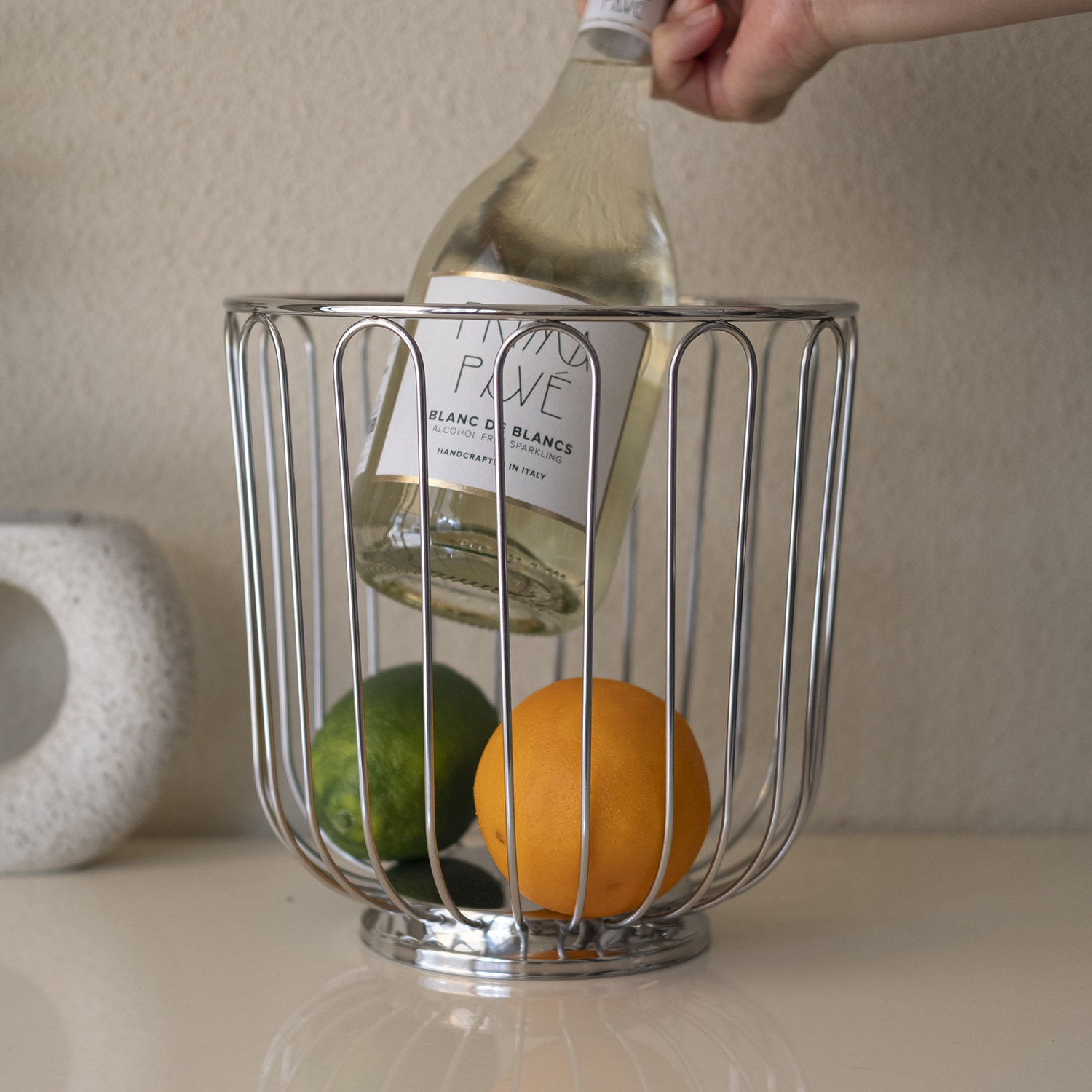 빌라트 스텐 와이어 꼬임 M 주방 팬트리 과일 야채 수납 철제 바구니 물 빠짐