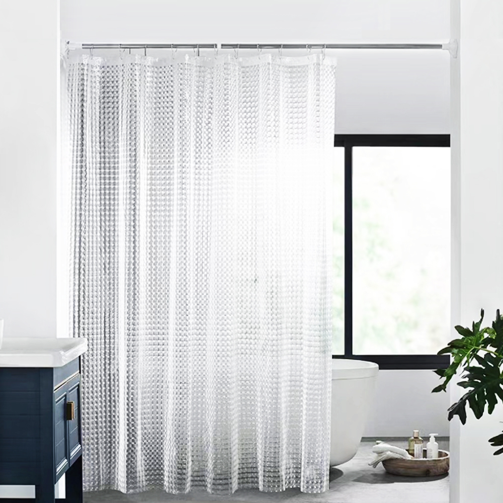 투명 샤워커튼+커튼봉 욕실 욕조 방수 가림막 180x180