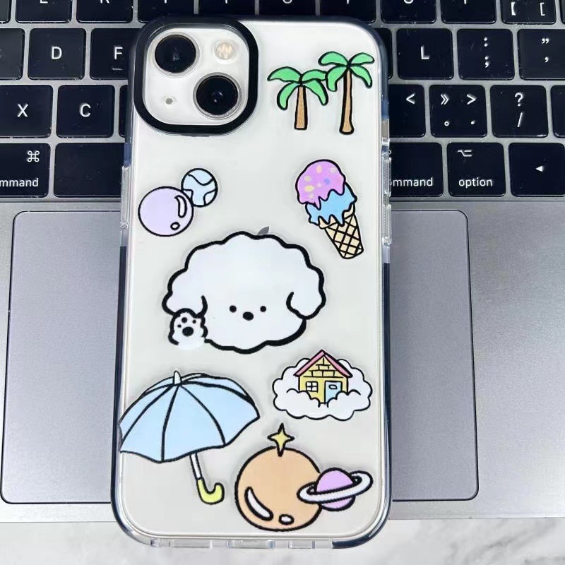 구름 강아지 카툰캐릭터 우정 커플 케이스 iPhone15 휴대폰 케이스 14 투명 xr/xsmax 13 애플 14promax 8p 호환 - 상세 이미지 3