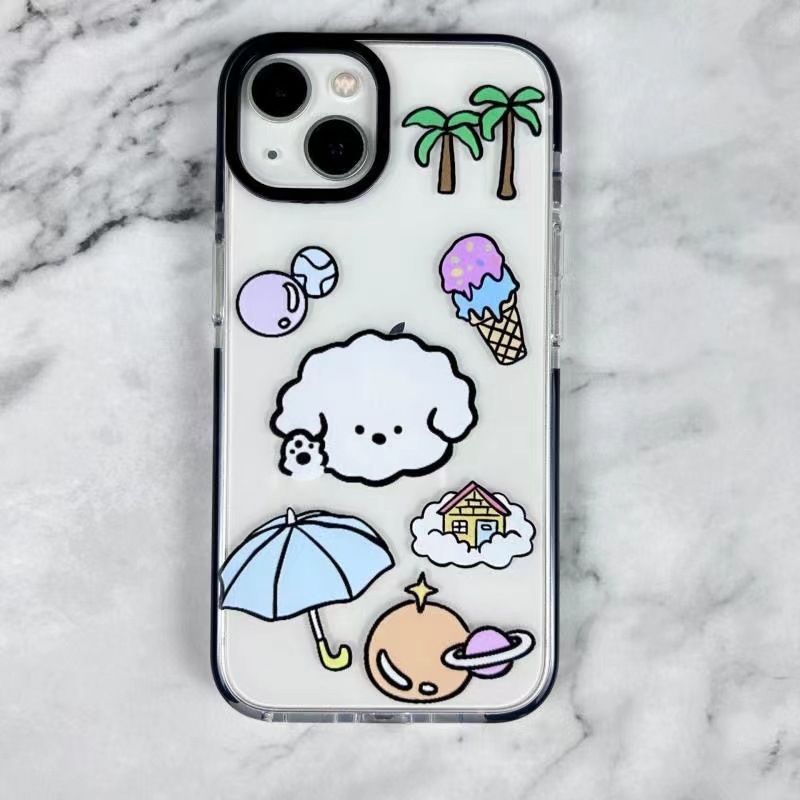 구름 강아지 카툰캐릭터 우정 커플 케이스 iPhone15 휴대폰 케이스 14 투명 xr/xsmax 13 애플 14promax 8p 호환 - 상품 이미지