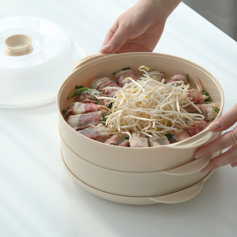 칸칸 전자레인지용 안전한 만능 찜기 2단 세트 찬합 감자찜 고구마찜 강아지 화식 만들기 - 상세 이미지 2