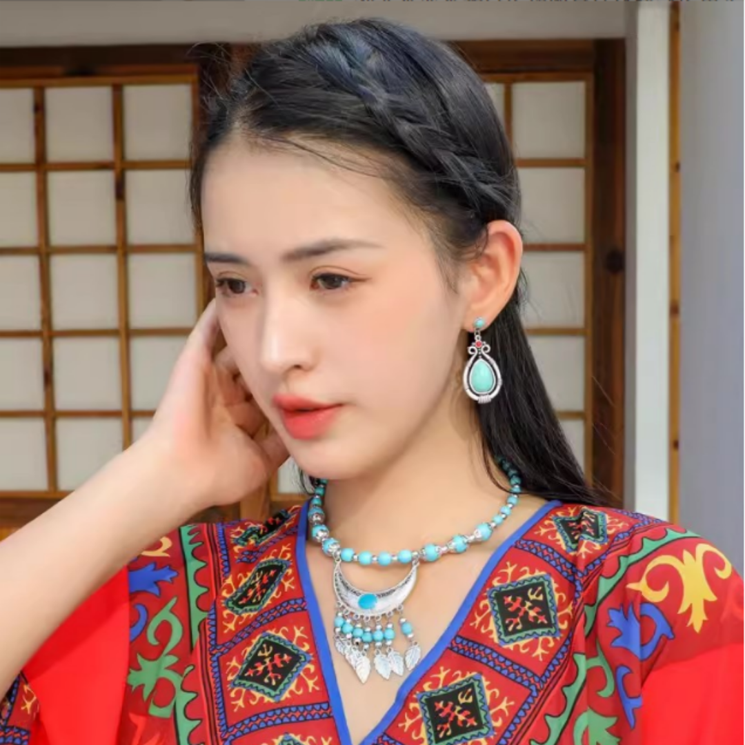 오호리세탁소 몽골여행 엔티크 투웨이 에스닉 펜던트 수공예 머리장식 목걸이 - 상세 이미지 3