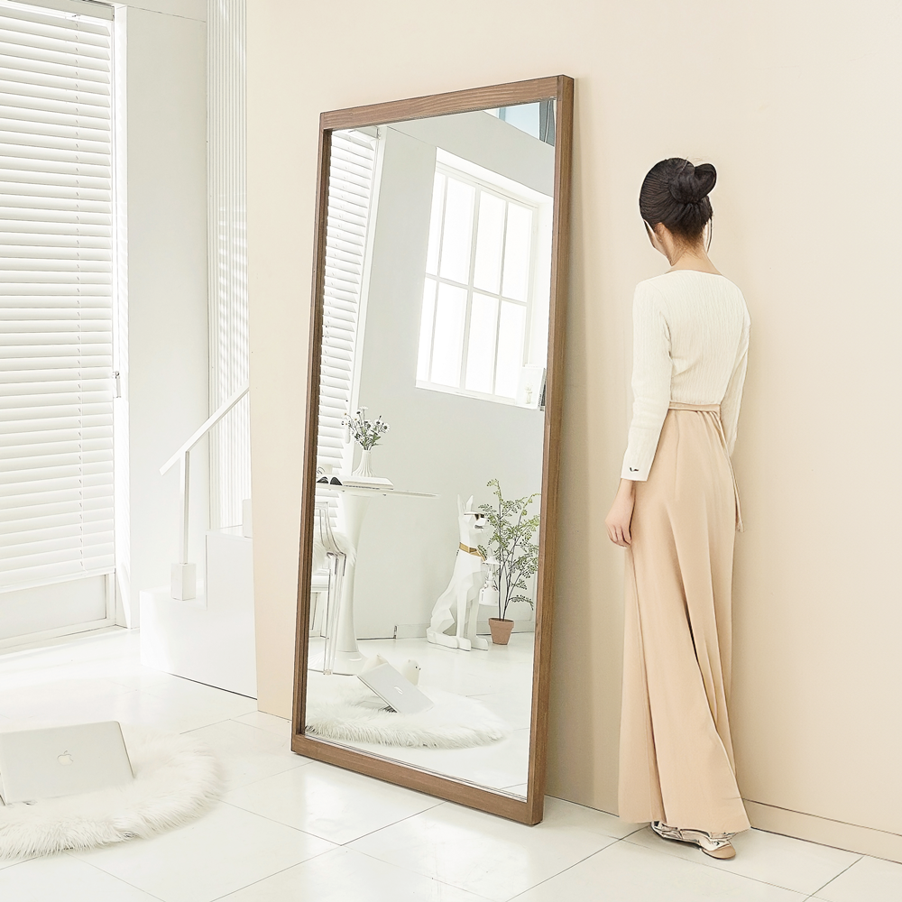 왜곡없는 현관문 장거울 연습실 원목 현관 우드 스탠드 전신거울