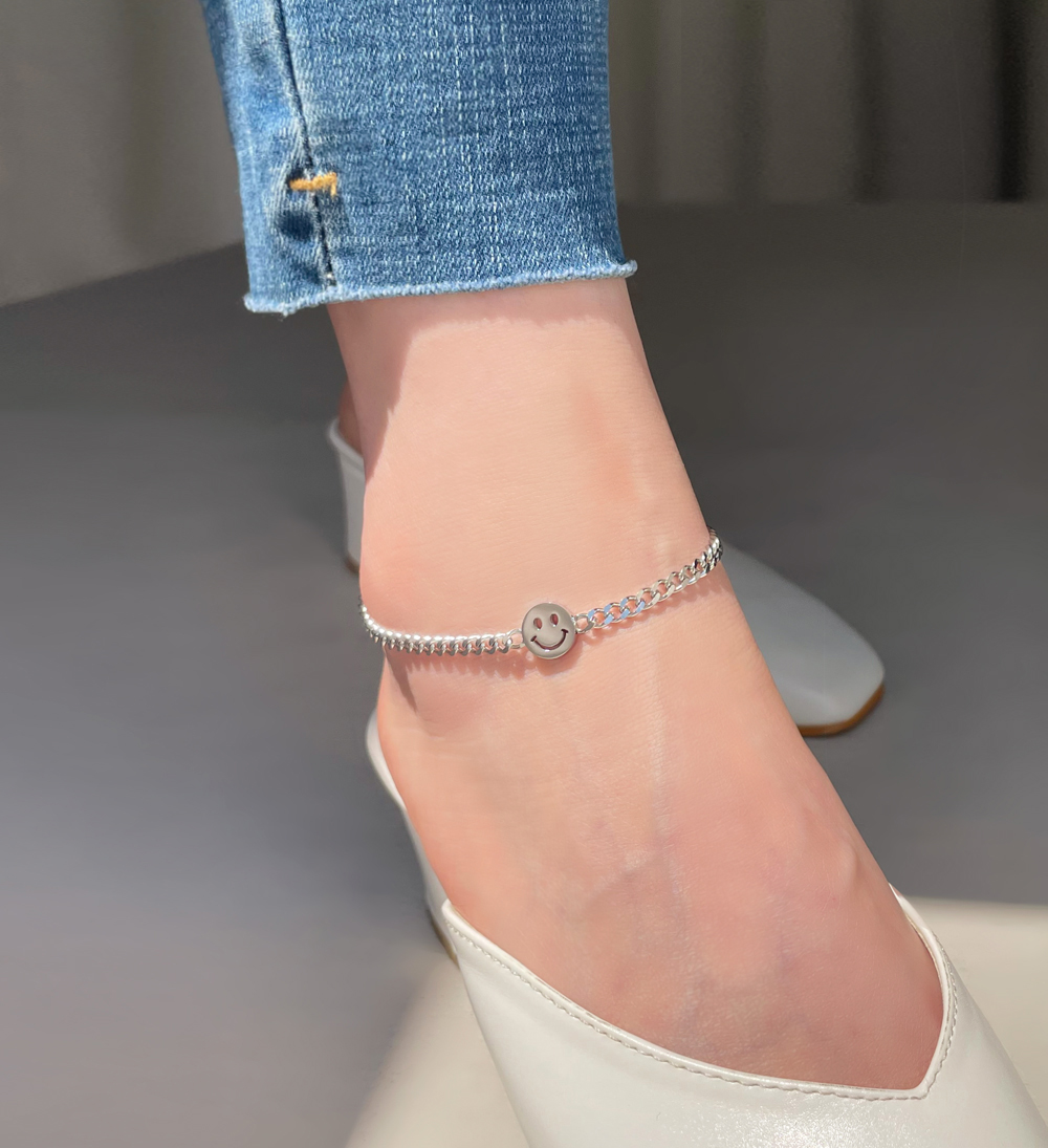 [무배] 써지컬스틸 해피 스마일 볼드 체인 발찌 - 상세 이미지 5