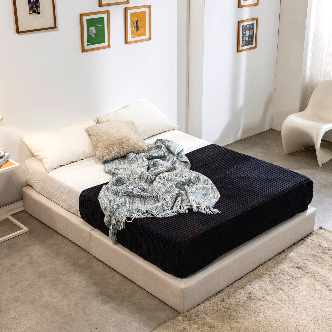 모네 갤럭시 패브릭 평상형 침대프레임 파운데이션 받침대 저상형 무헤드 침대 깔판