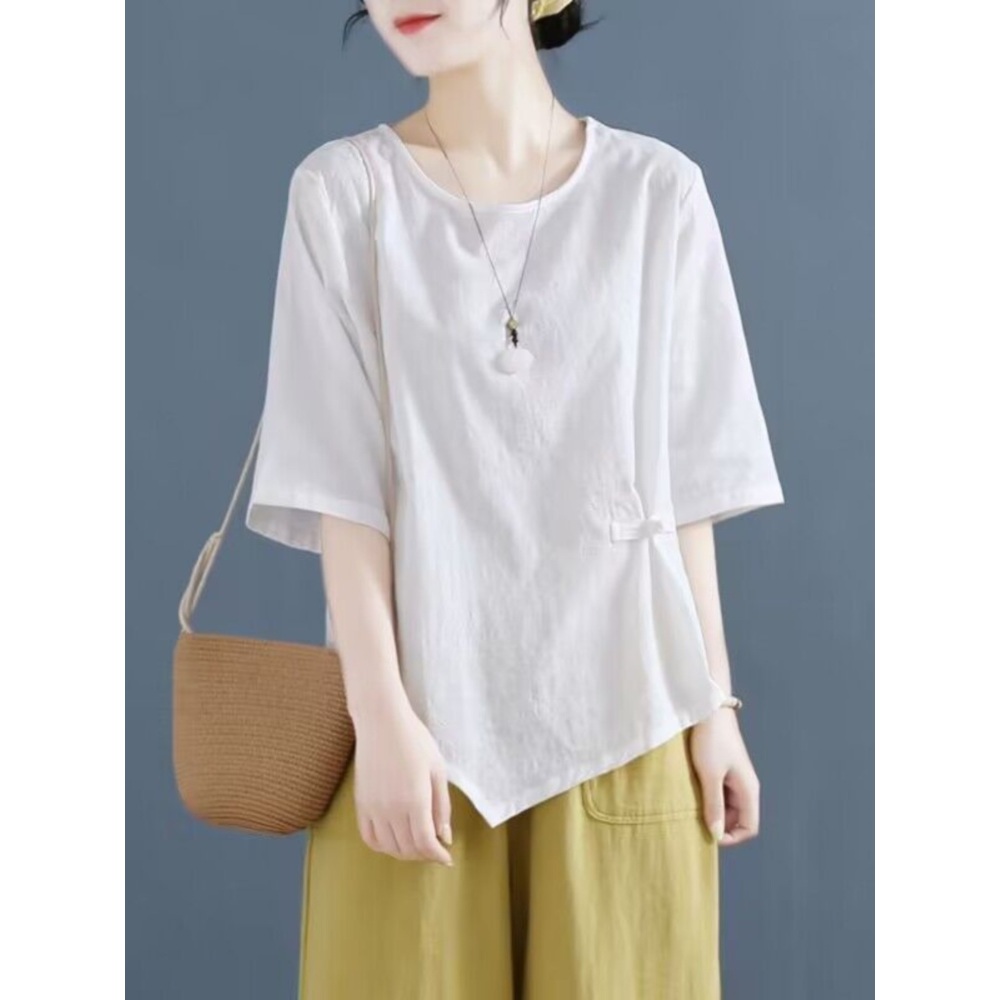 순면 개량 한복 생활 반팔 티셔츠 빅사이즈 린넨 여름 3컬러 - 상세 이미지 3