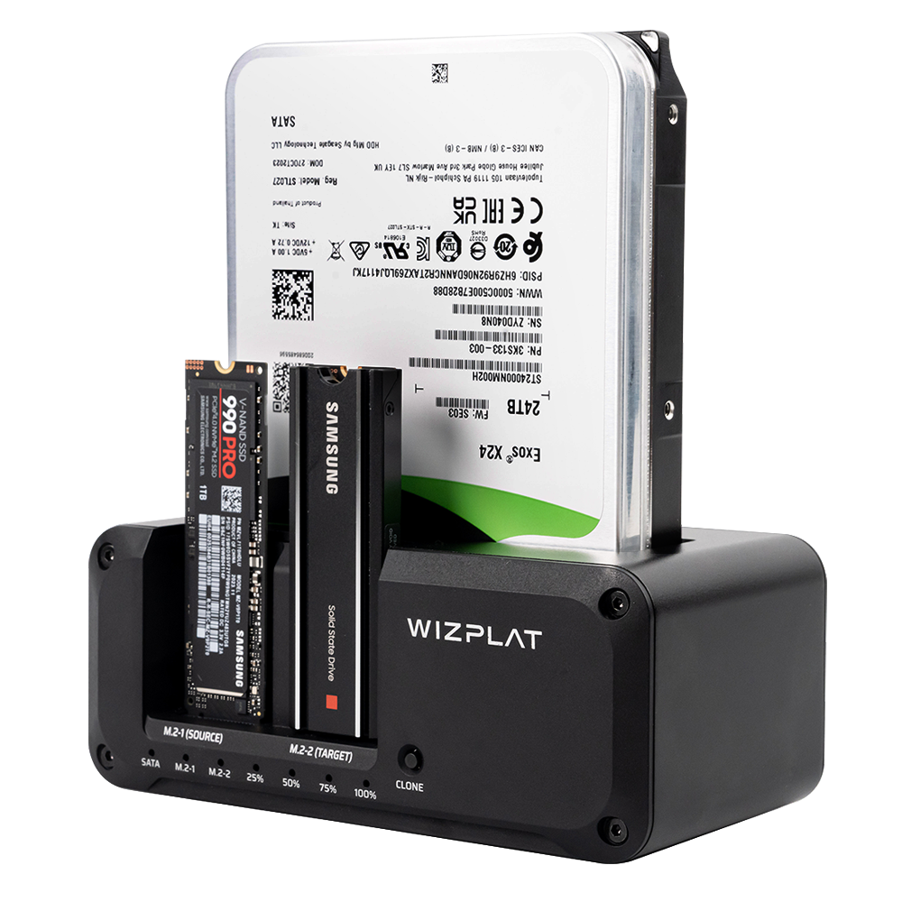 위즈플랫 3베이 NVMe M.2 SATA HDD 외장하드 복제 클론 도킹스테이션 HMCL5 - 상품 이미지