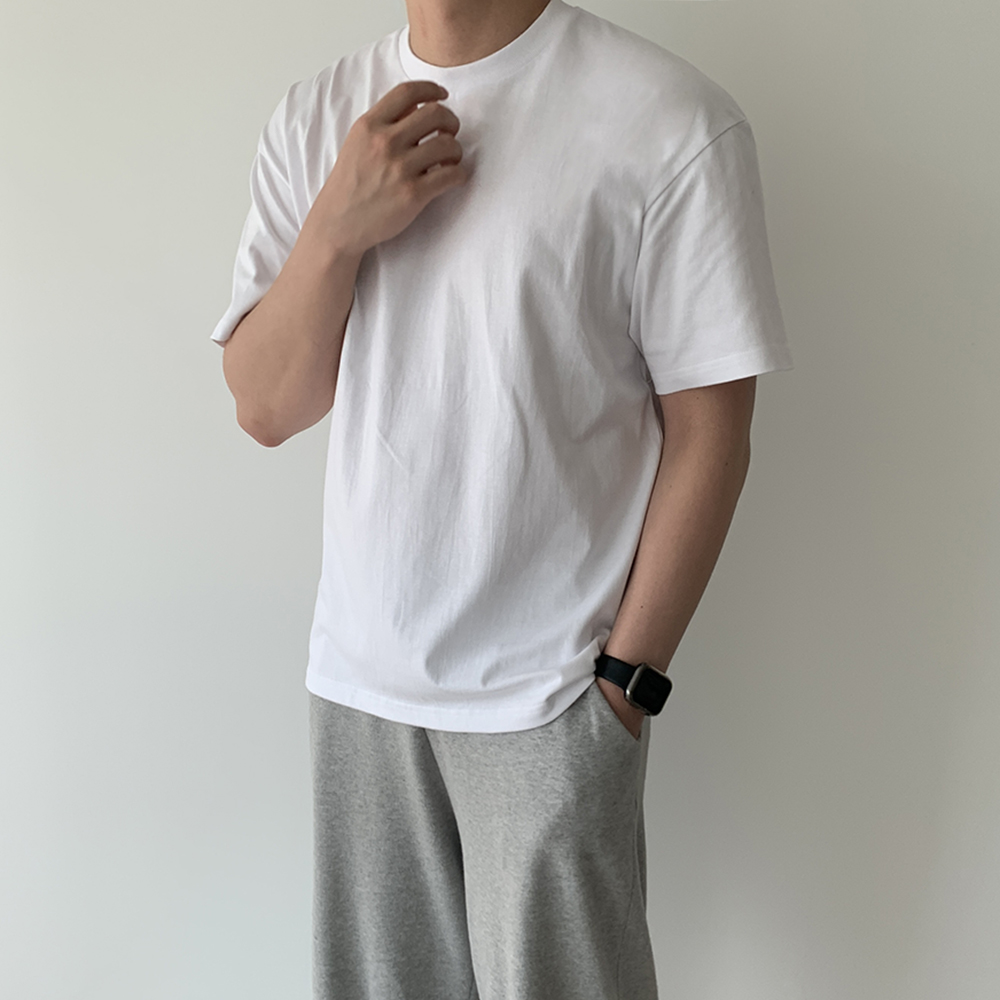 1+1 16수반팔티 짐웨어오버핏 안비치는흰티 남자흰색반팔티 헬창옷 오버핏짐웨어 - 상세 이미지 2