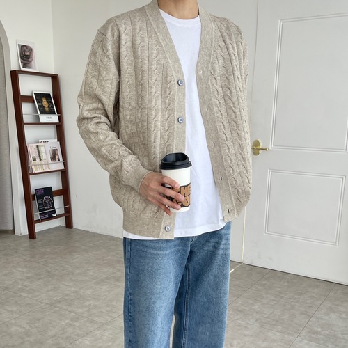 남자꽈배기가디건 남자브이넥가디건 이미지 3