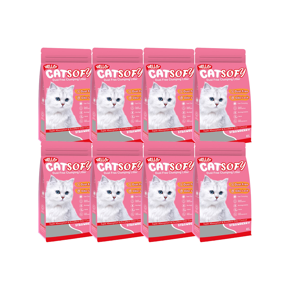 헬로캣 고양이 반려묘 친환경 모래 소피 6Lx8개 (딸기향) - 메인 이미지