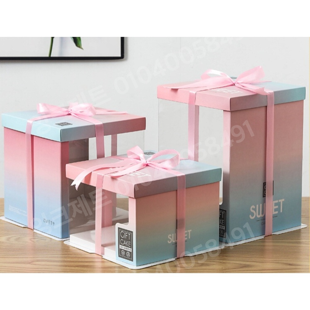 선물 상자 선물용 화이트 생일 포장지 답례품 케익 - 상품 이미지