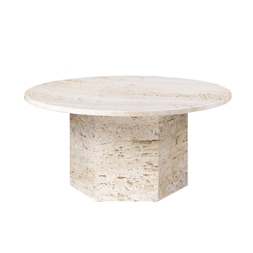 내추럴 트라버틴 스톤 대리석 라운드 커피 티테이블