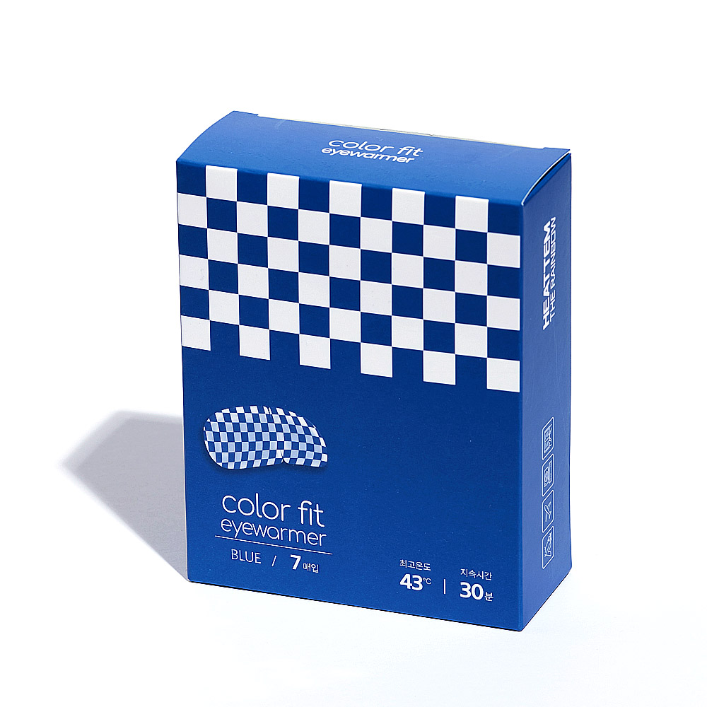 히트템 레인보우 온열 수면 안대 체커보드 블루 (7매입/1box) - 상세 이미지 2