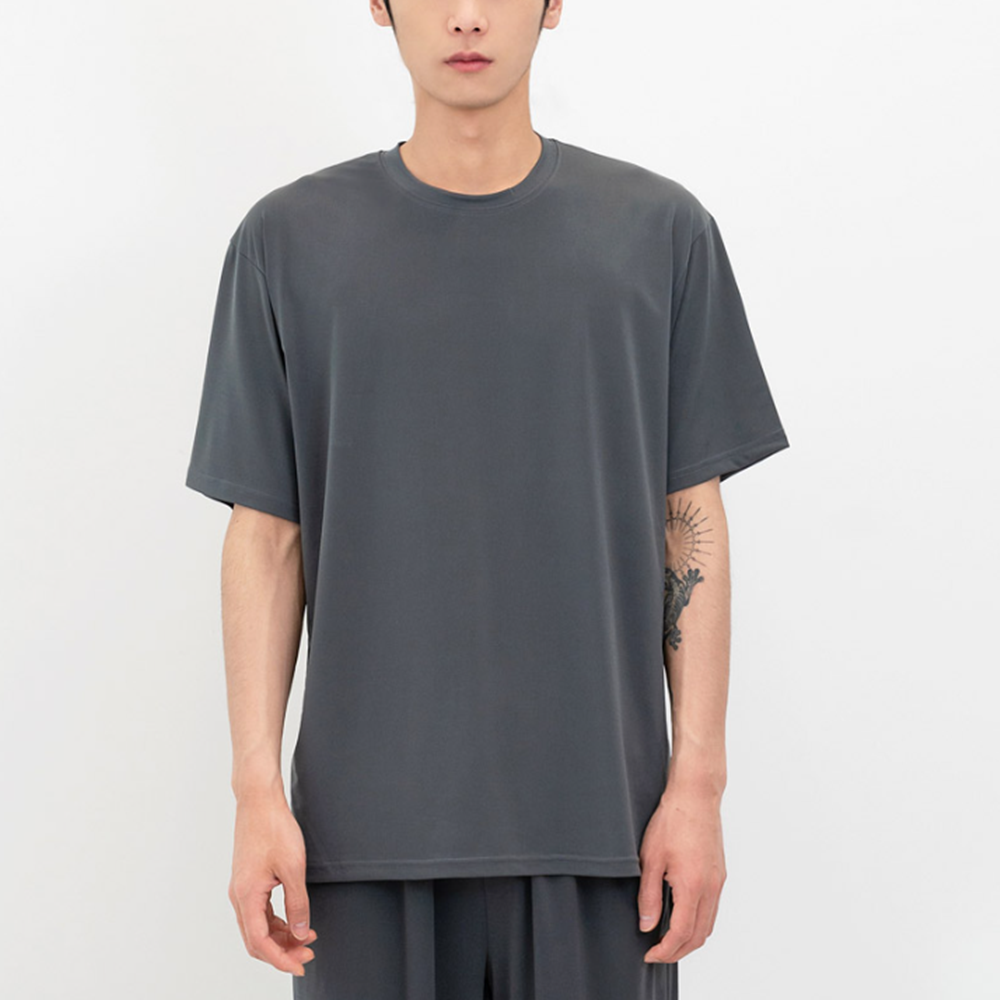 흰색무지티 쿨소재 레이어드 남자 냉장고 냉감 반팔 티셔츠 - 상세 이미지 3