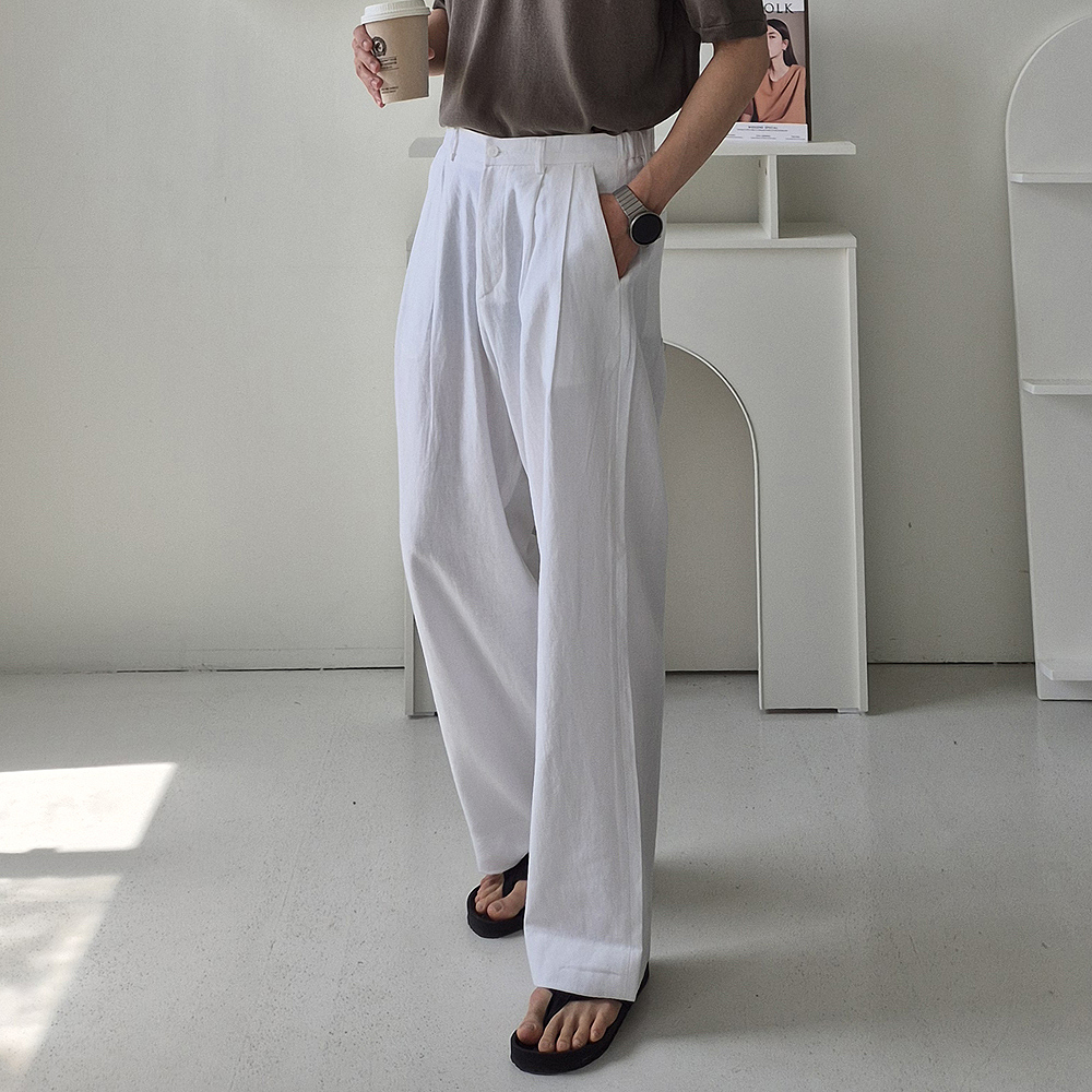 남자 와이드팬츠 남자 냉장고 린넨 바지 남성 여름 면 바지 - 상세 이미지 2