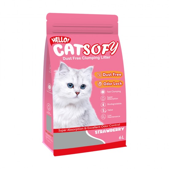 헬로캣 고양이 반려묘 친환경 모래 소피 6L (딸기향) - 메인 이미지