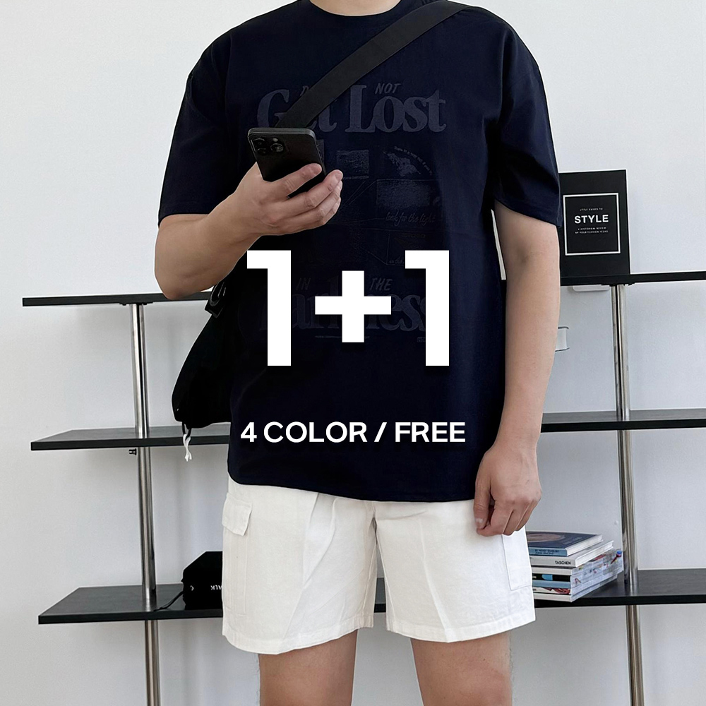 1+1 쿨티 오버핏티셔츠 남자프린팅반팔 - 상품 이미지