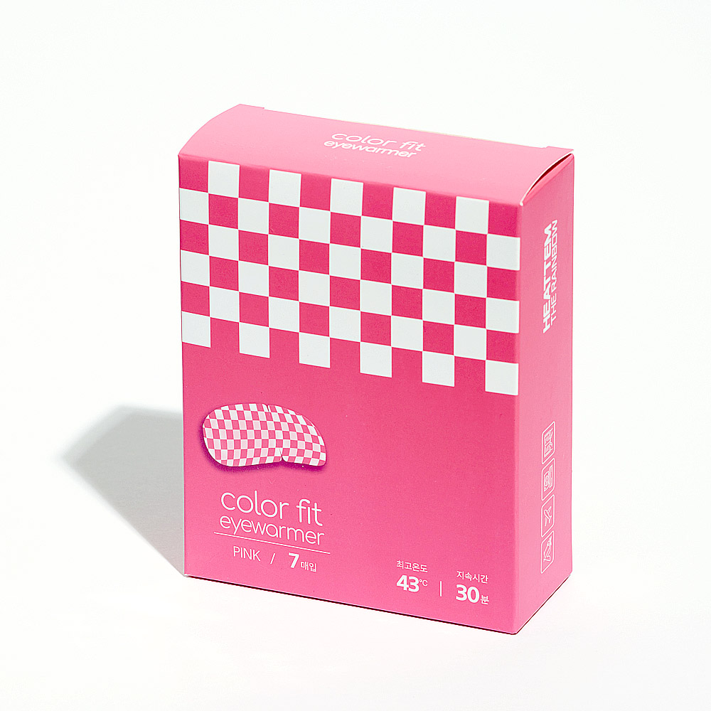 히트템 레인보우 온열 수면 안대 체커보드 핑크 (7매입/1box) - 상세 이미지 2
