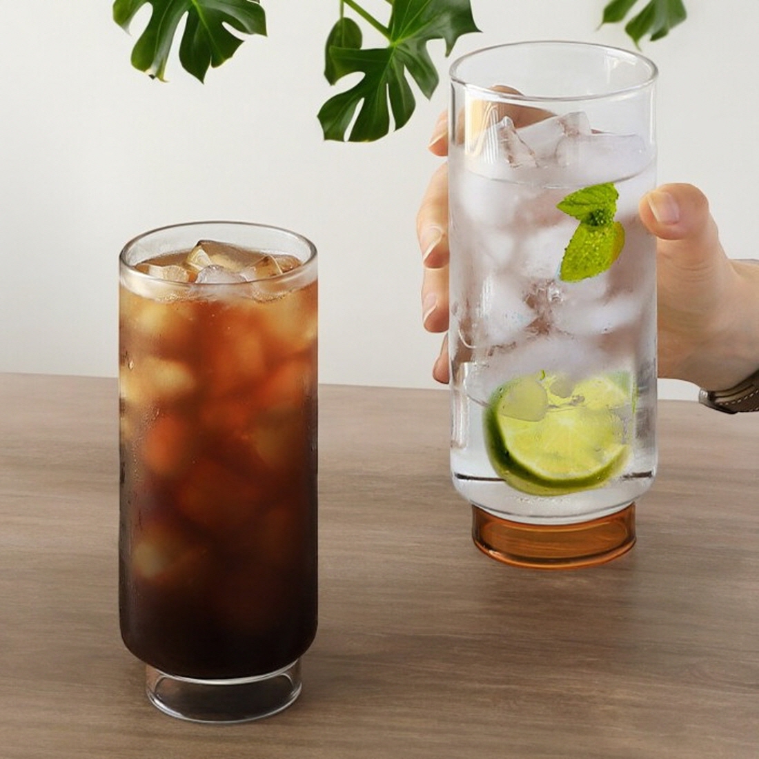 [2잔] 일자컵 낮은굽 내열 아이스아메리카노 아인슈페너 플랫화이트 냉커피잔 500ml