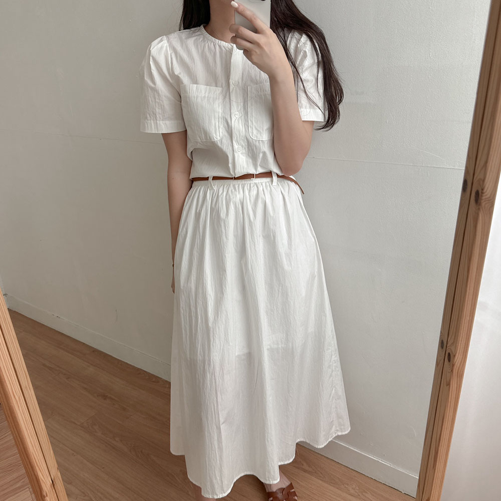 나일론스커트 바스락 플레어 화이트 롱 스커트 이미지 6