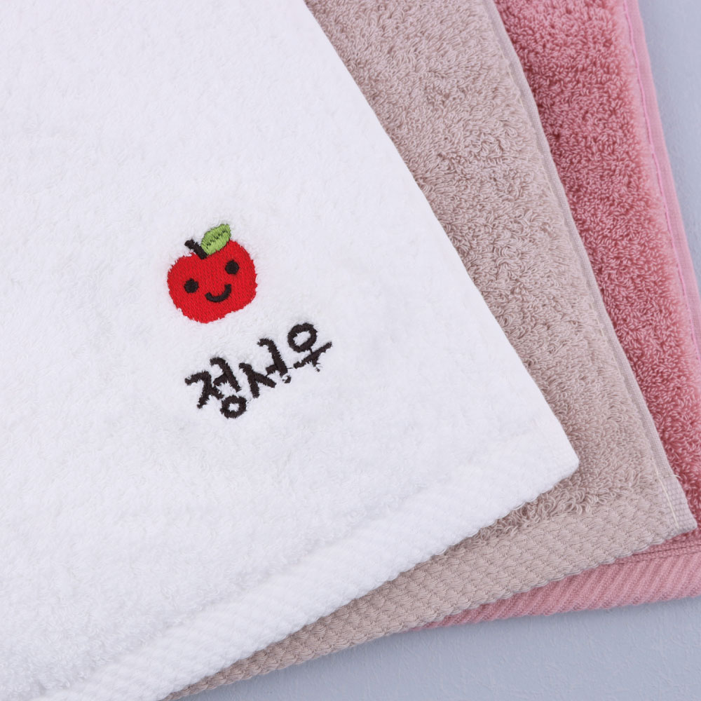 [주문제작]세면타월 송월 쪼꼬미 01 사과 180g White - 상품 이미지