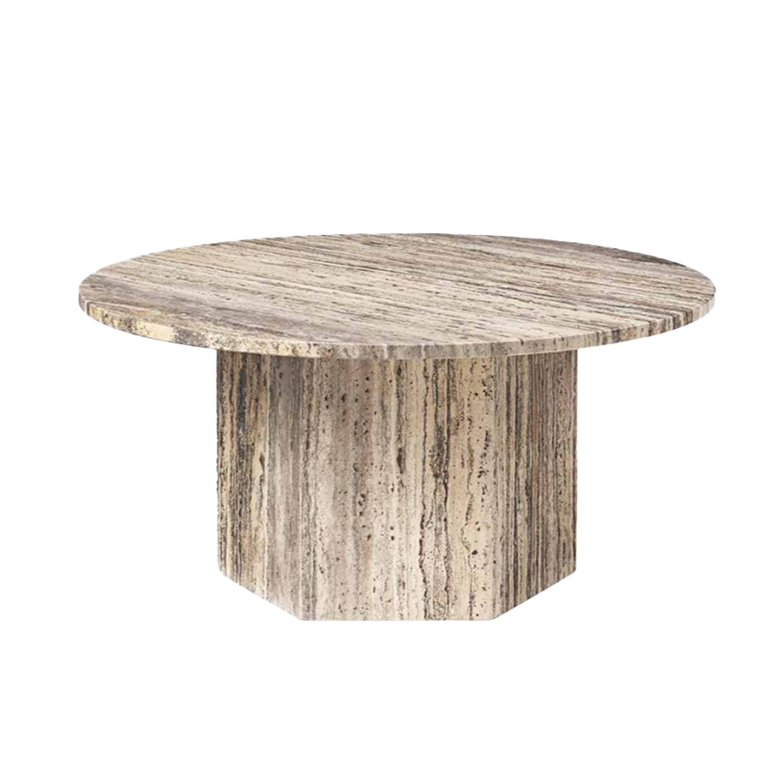 내추럴 트라버틴 스톤 대리석 라운드 커피 티테이블