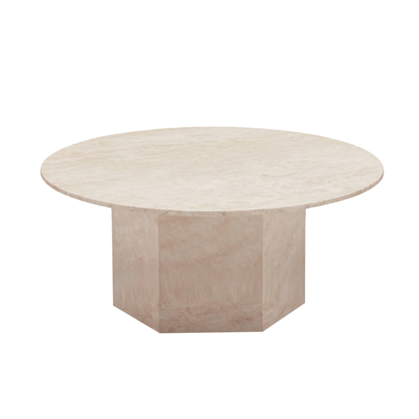 내추럴 트라버틴 스톤 대리석 라운드 커피 티테이블