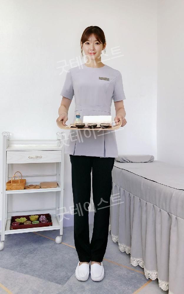 미용실 헤어샵 마사지샵 뷰티샵 반영구 유니폼 근무복 반팔 에스테틱 피부관리사 단체복 작업복 - 상세 이미지 4
