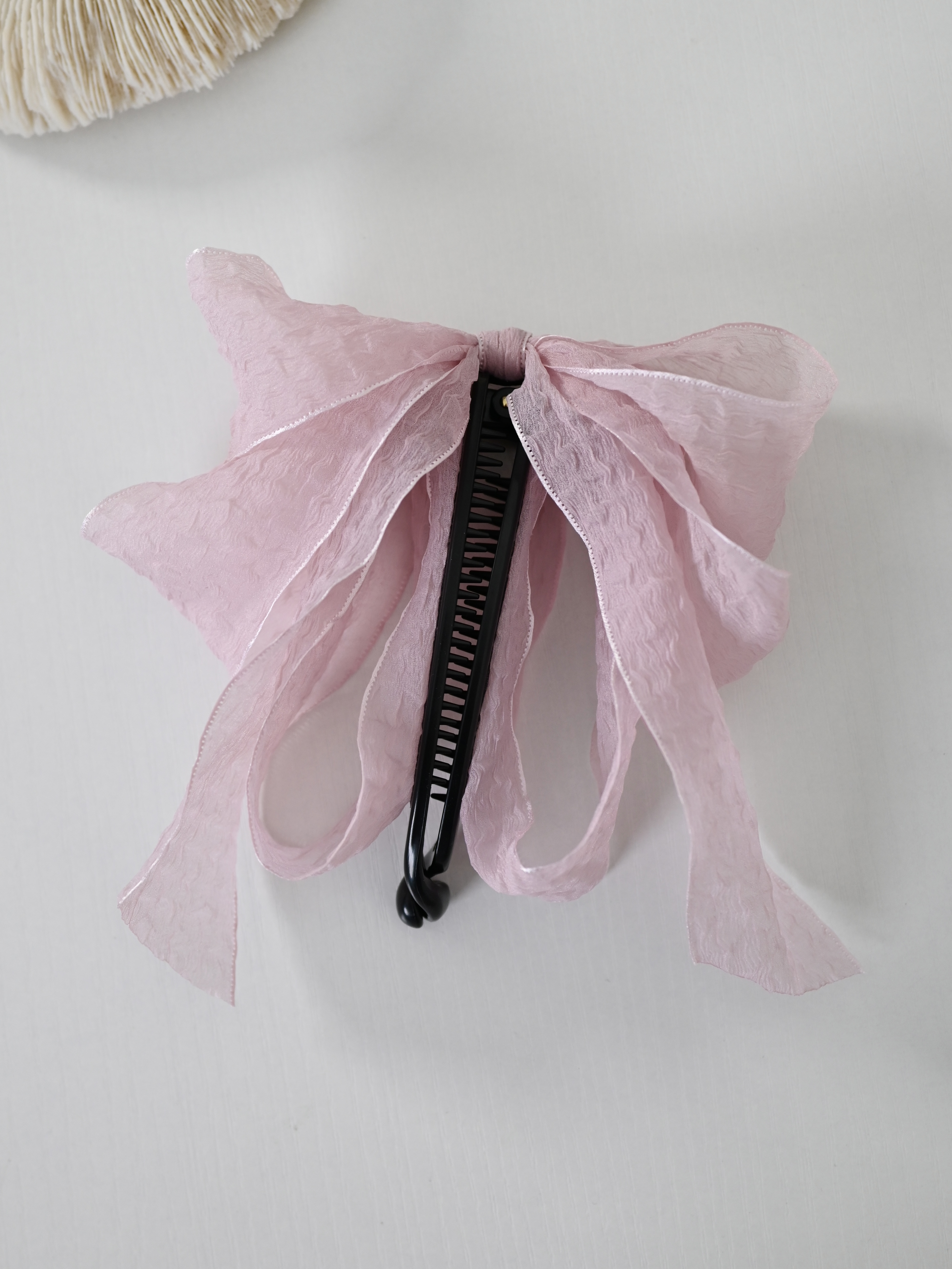 로즈바인 쉬폰 빅 리본 바나나핀 올림머리 헤어집게 8-12cm 핀대변경가능 - 상세 이미지 4