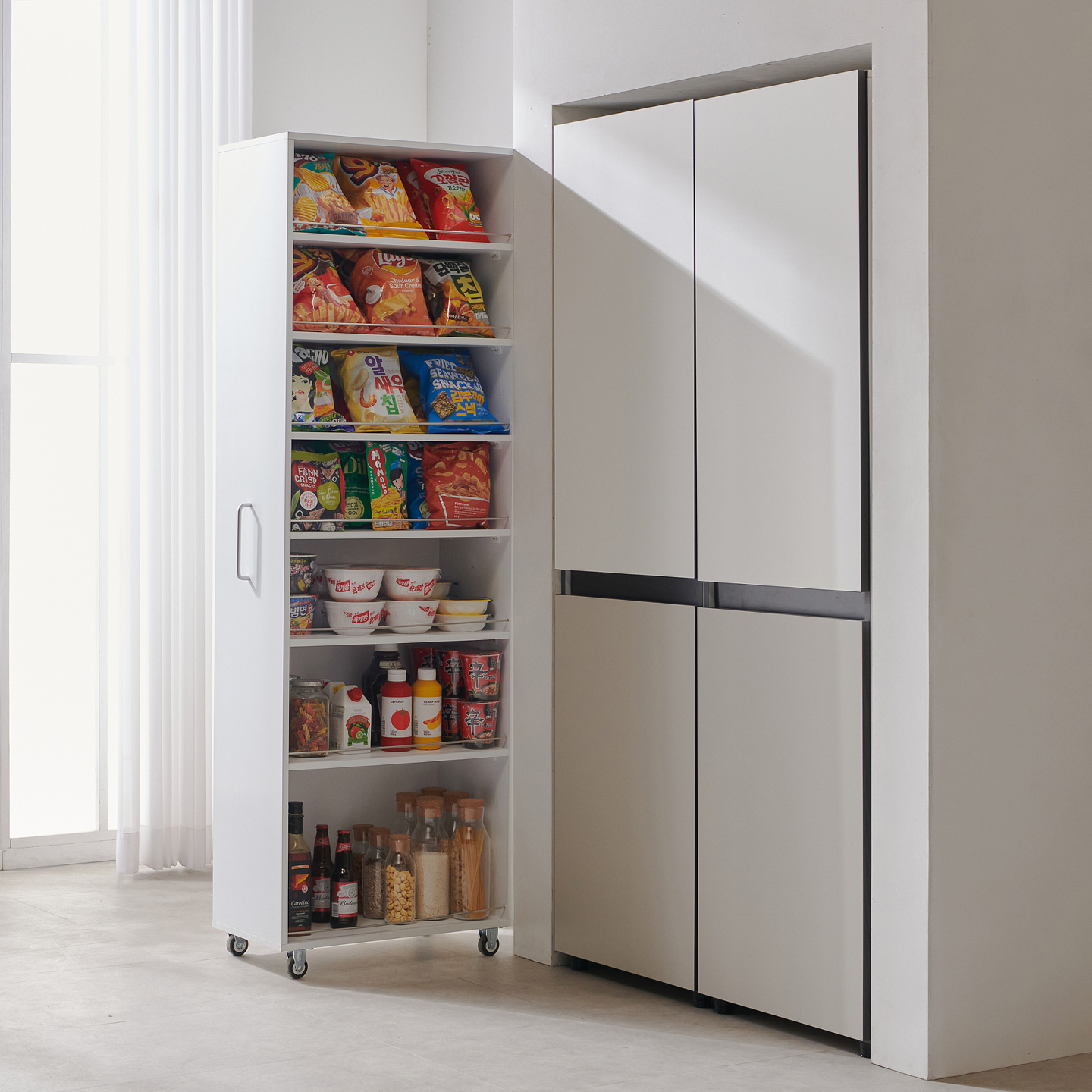 해피아이 컨실 냉장고 틈새수납장 틈새장 대형 160