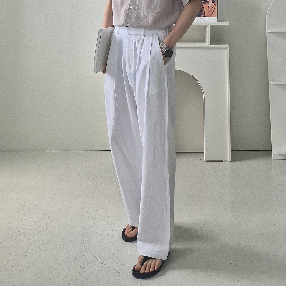 남자 와이드팬츠 린넨 마 여름 면 바지 남자냉장고바지