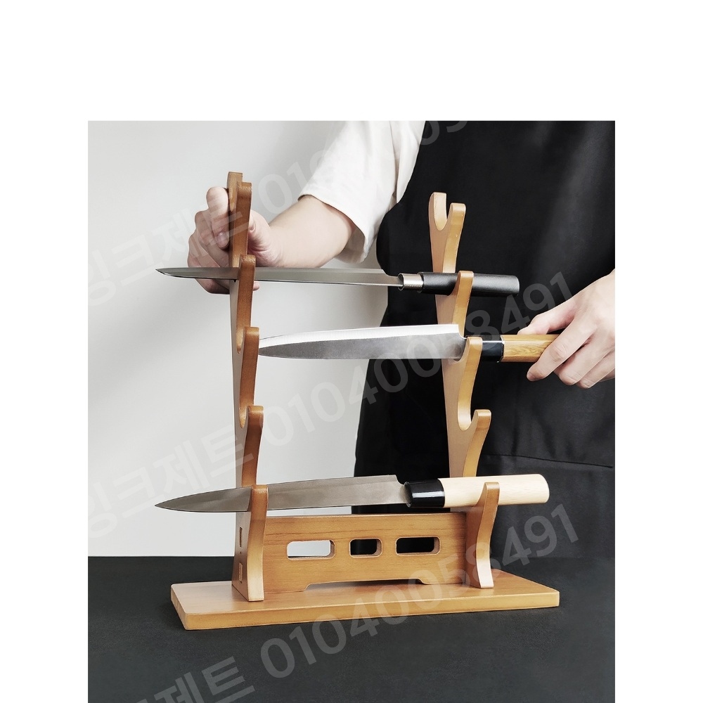 원목 칼거치대 사시미칼 홀더 전시 주방 랙 받침대 - 상품 이미지