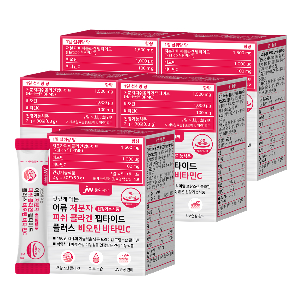 JW중외제약 먹는 어류 저분자 피쉬 콜라겐 펩타이드 비오틴 비타민C 30포, 5개