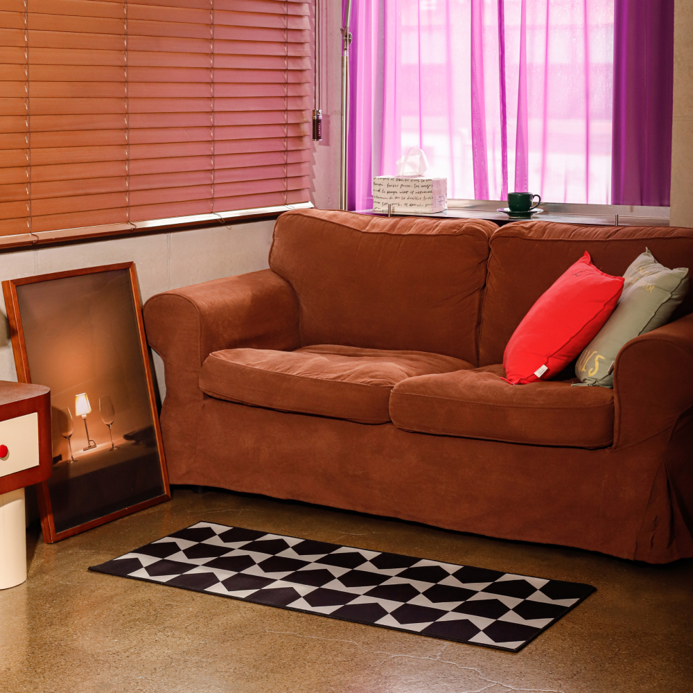 [에모프] 비비 체커보드 도어매트 주방 발매트 현관러그 50x70