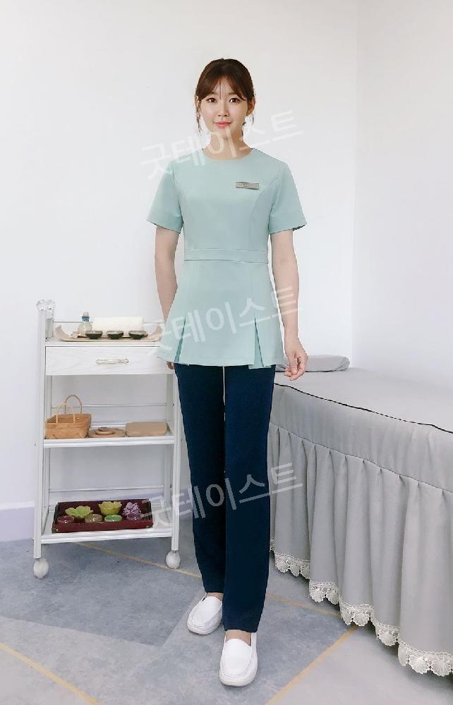 미용실 헤어샵 마사지샵 뷰티샵 반영구 유니폼 근무복 반팔 에스테틱 피부관리사 단체복 작업복 - 상세 이미지 3