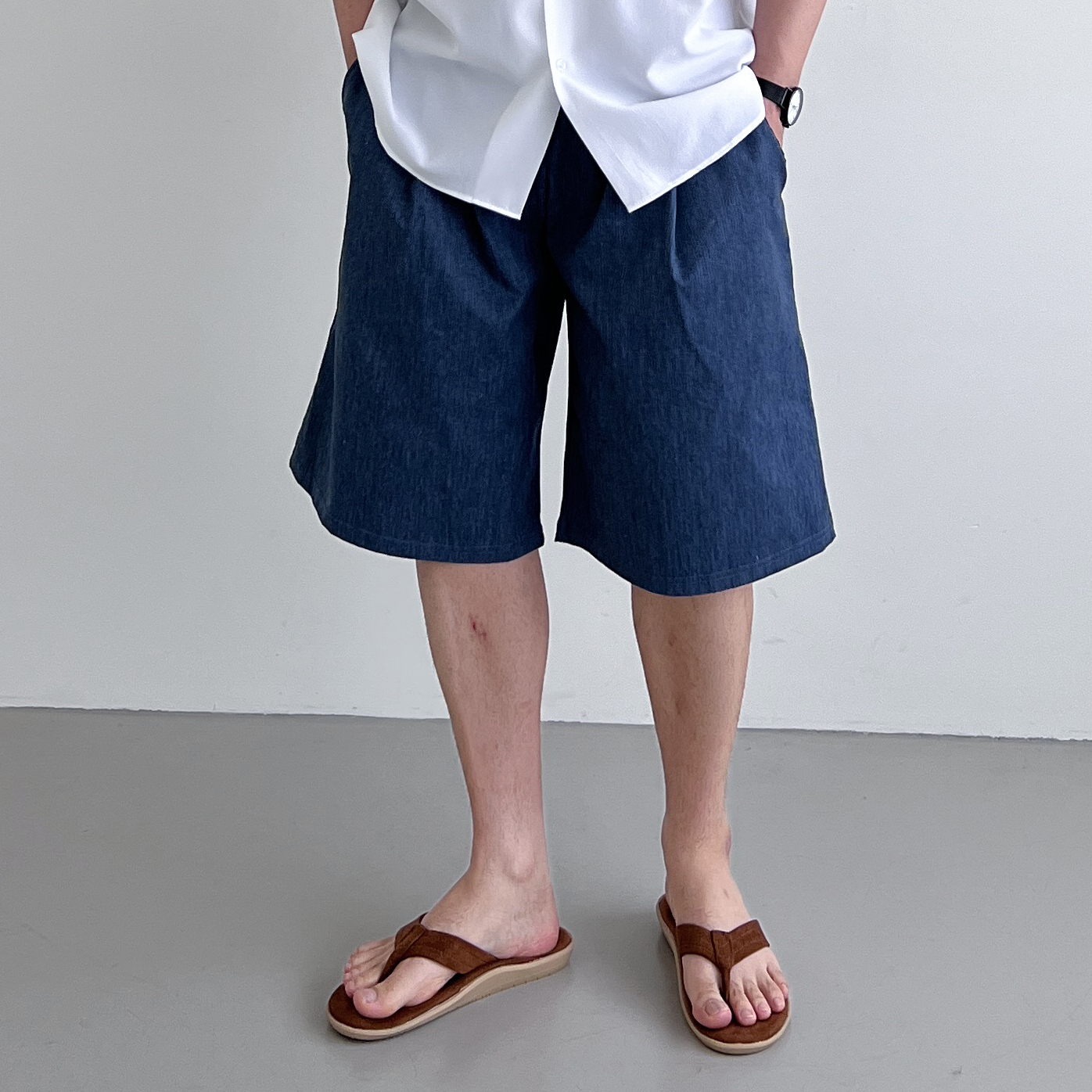 남자버뮤다팬츠 6부반바지 와이드반바지 - 상세 이미지 5