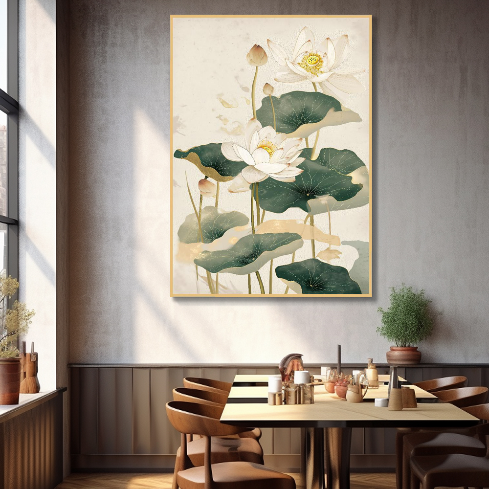 연꽃의서정 A1 59.4X84.1cm 무광골드 알루미늄액자 연꽃그림 - 상세 이미지 4