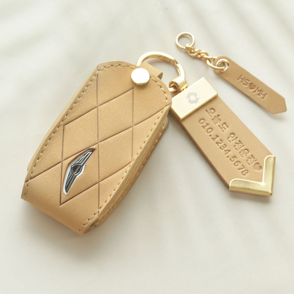 누키노블 제네시스 GV60 페이스리프트 키케이스 자동차 스마트 차 가죽 키홀더 - 상세 이미지 2