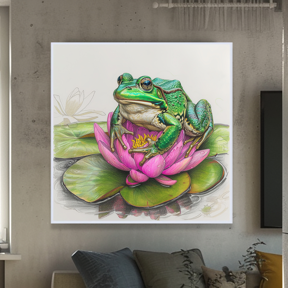황금 두꺼비 80x80cm 무광골드 알루미늄 액자 - 상세 이미지 4