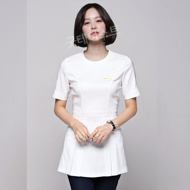 미용실 헤어샵 마사지샵 뷰티샵 반영구 유니폼 근무복 반팔 에스테틱 피부관리사 단체복 작업복 - 상세 이미지 2