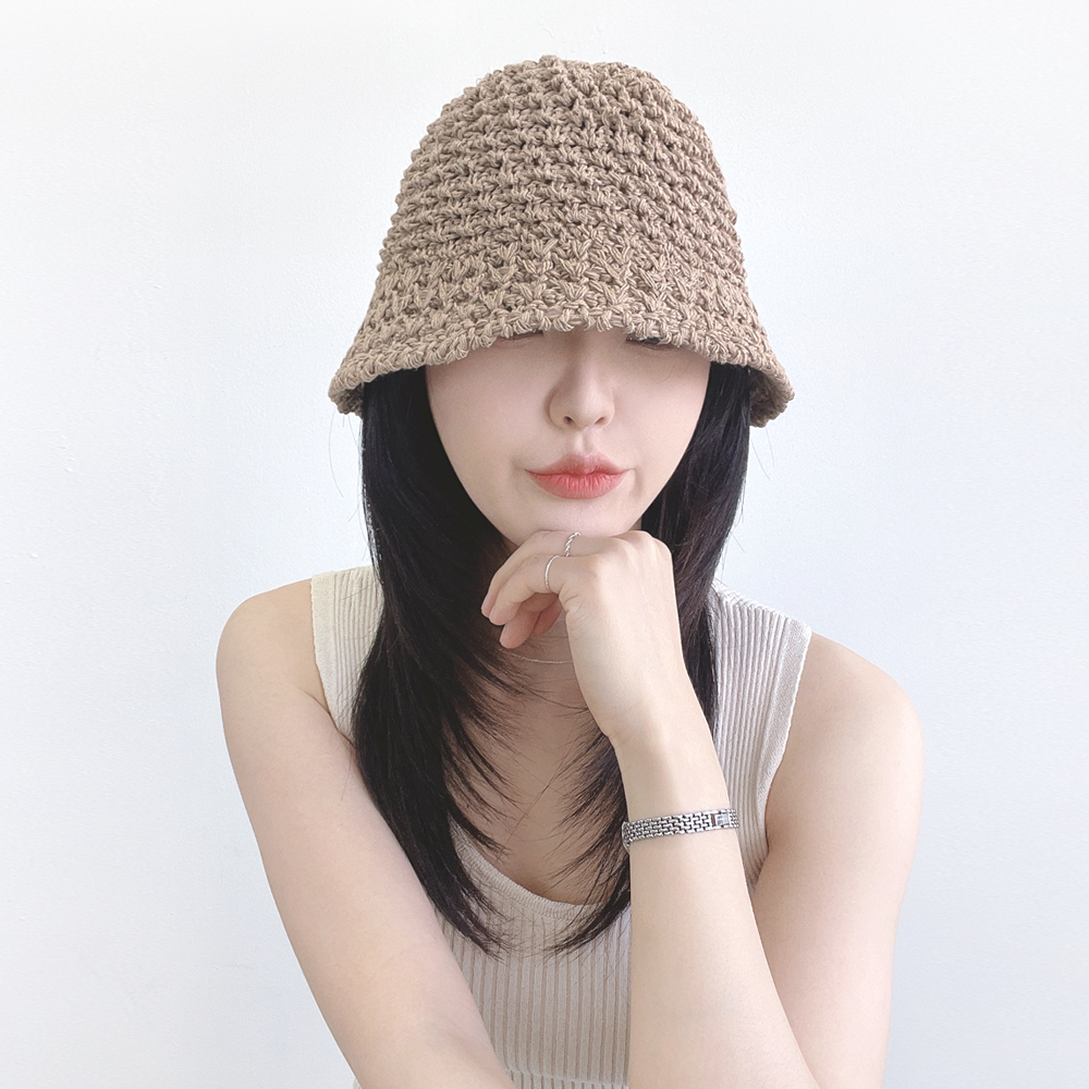 모비츠 여성 펀칭 여름 밀짚 니트 여자 벙거지 모자 휴양지 버킷햇 - 상세 이미지 2